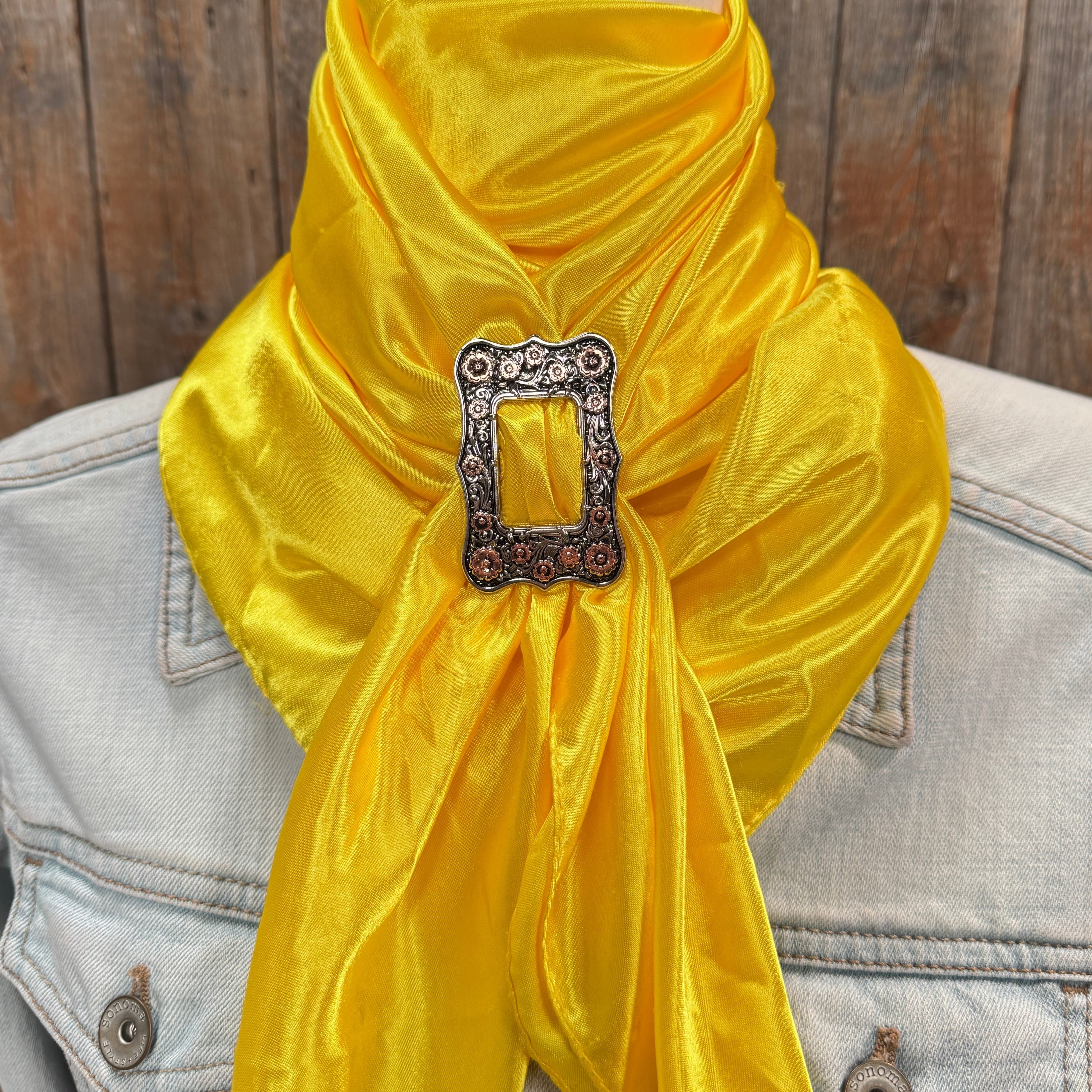 35X35" Solid Yellow Wild Rag / Scarf WRS23 - Buckle Wild Rag Slides - Assorted