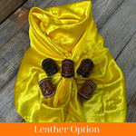 35X35" Solid Yellow Wild Rag / Scarf WRS23 - Tooled Leather Wild Rag Slides - Assorted