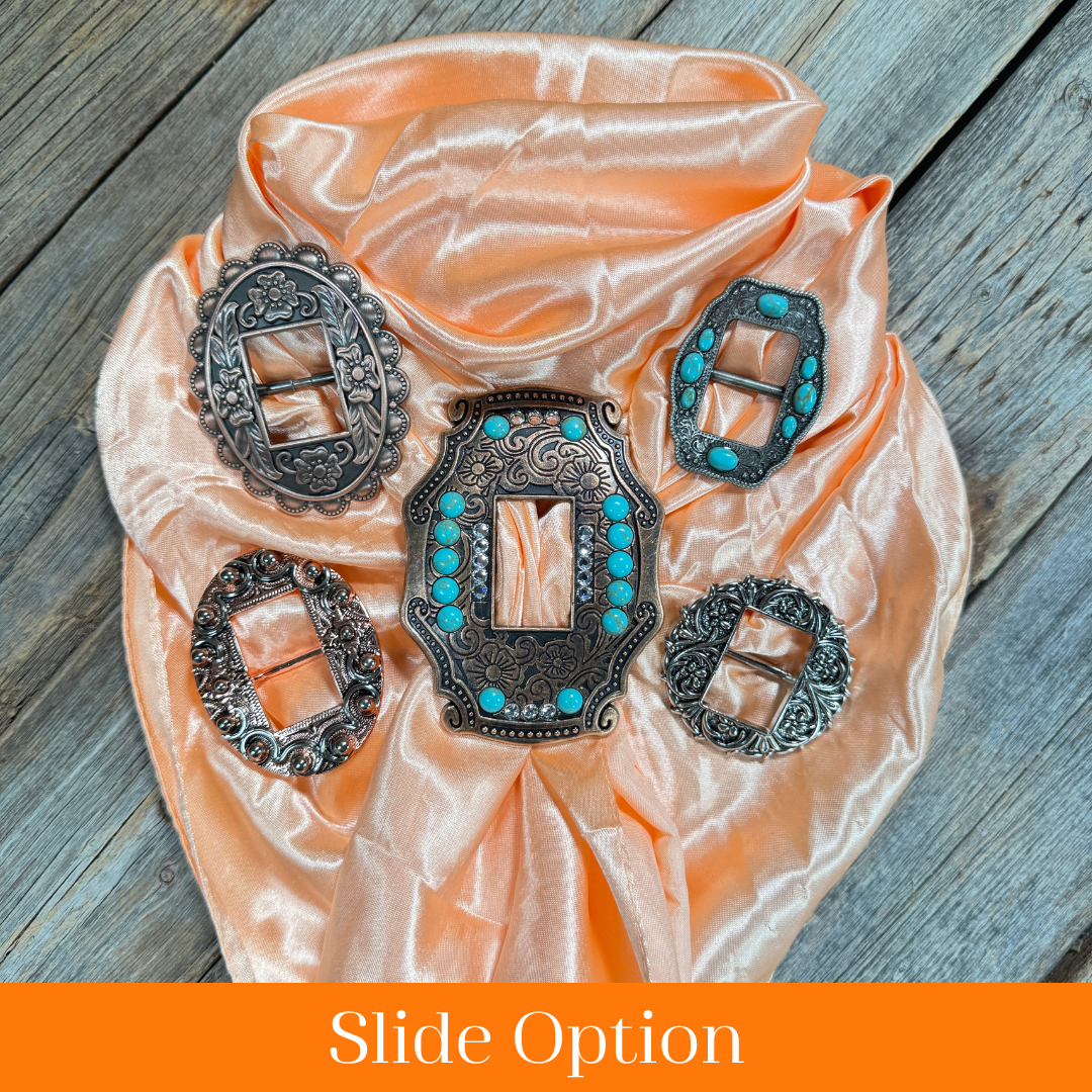 35X35" Solid Peach Wild Rag / Scarf WRS24 - Buckle Wild Rag Slides - Assorted