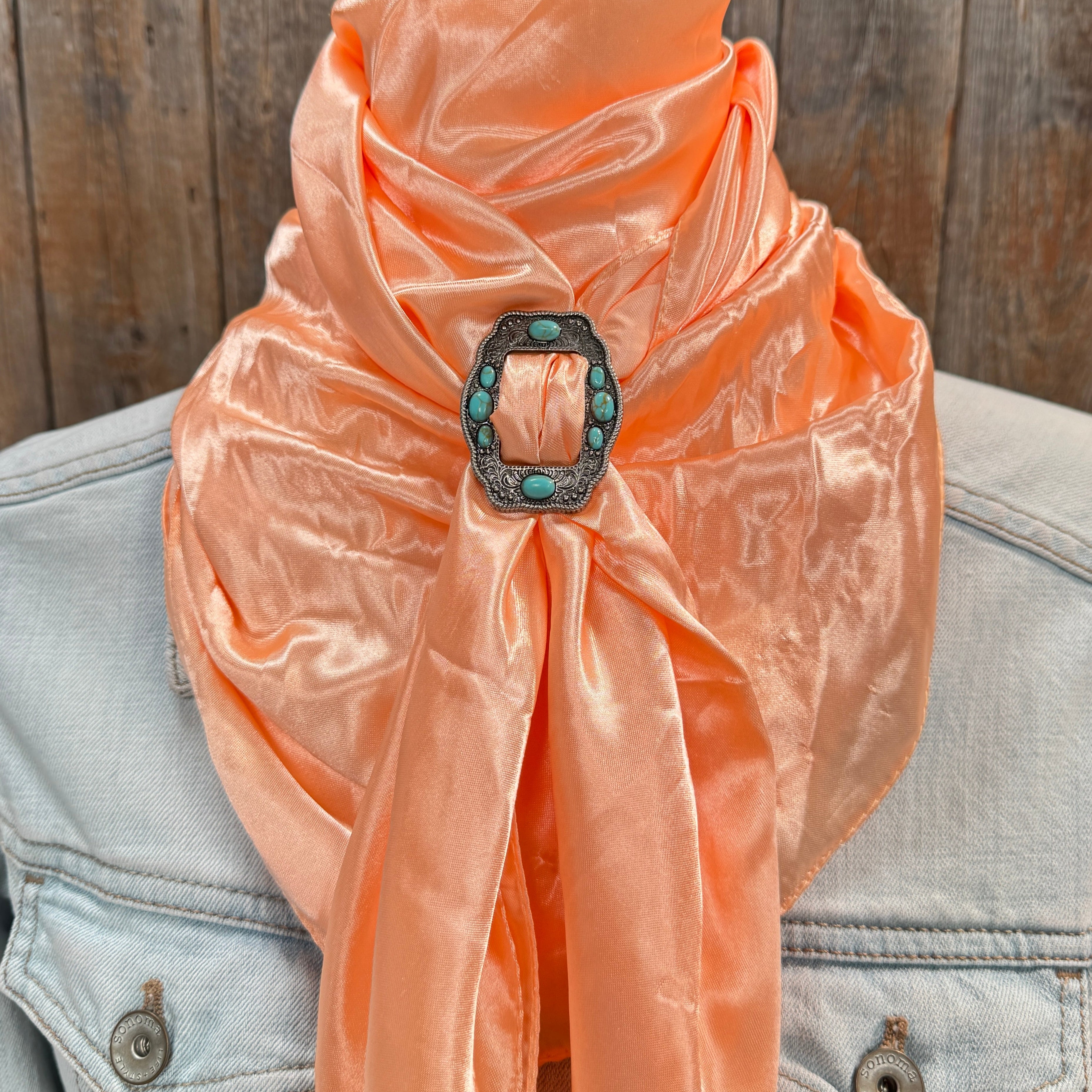 35X35" Solid Peach Wild Rag / Scarf WRS24 - Buckle Wild Rag Slides - Assorted