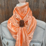 35X35" Solid Peach Wild Rag / Scarf WRS24 - Tooled Leather Wild Rag Slides - Assorted