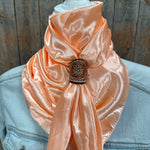 35X35" Solid Peach Wild Rag / Scarf WRS24 - Tooled Leather Wild Rag Slides - Assorted
