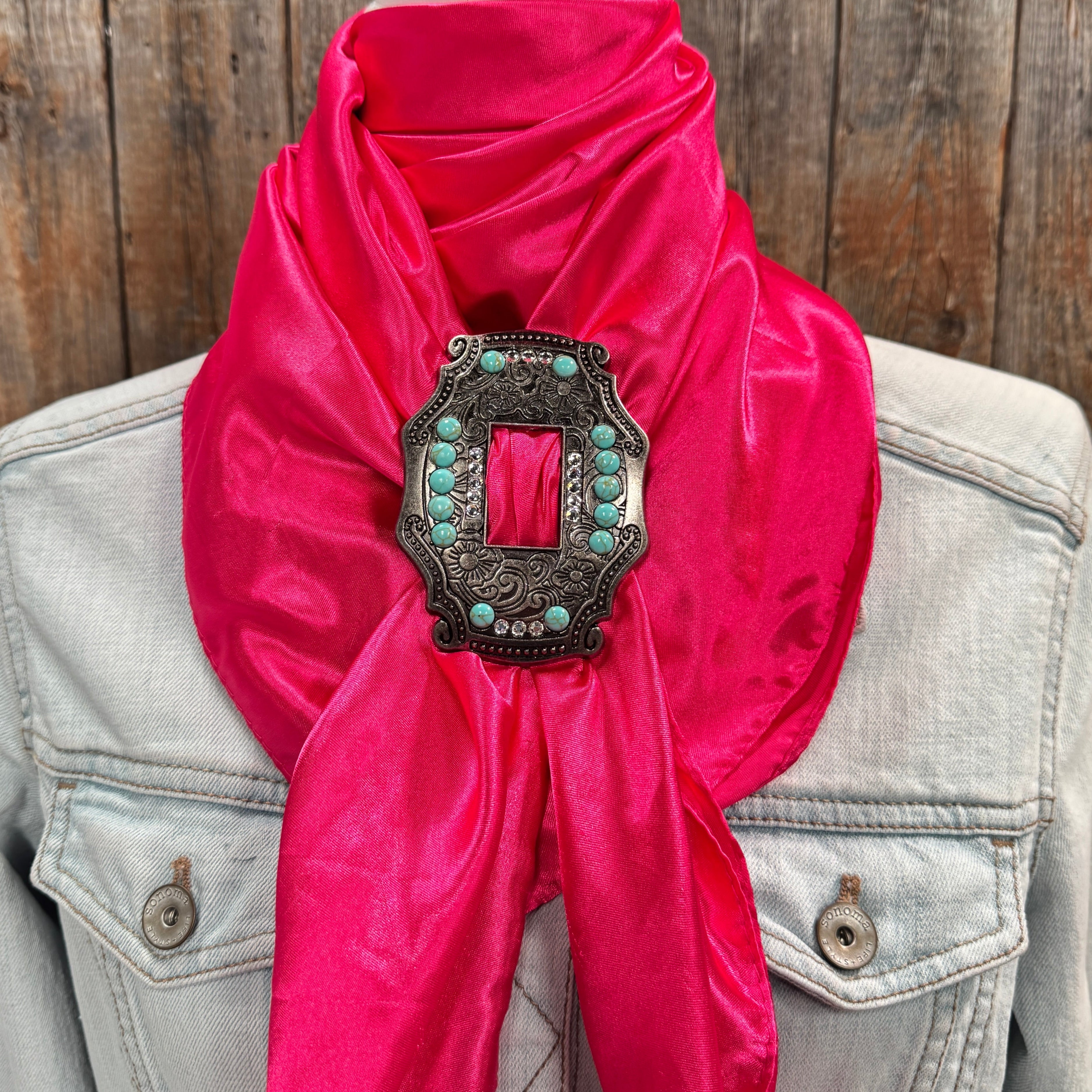 35X35" Solid Hot Pink Wild Rag / Scarf WRS25 - Buckle Wild Rag Slides - Assorted