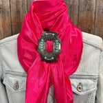 35X35" Solid Hot Pink Wild Rag / Scarf WRS25 - Buckle Wild Rag Slides - Assorted
