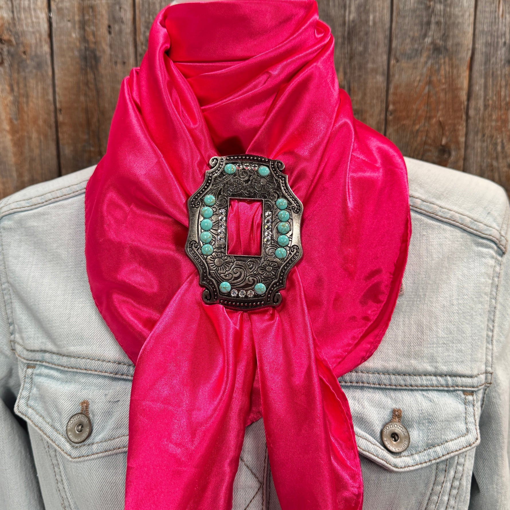 35X35" Solid Hot Pink Wild Rag / Scarf WRS25 - Buckle Wild Rag Slides - Assorted
