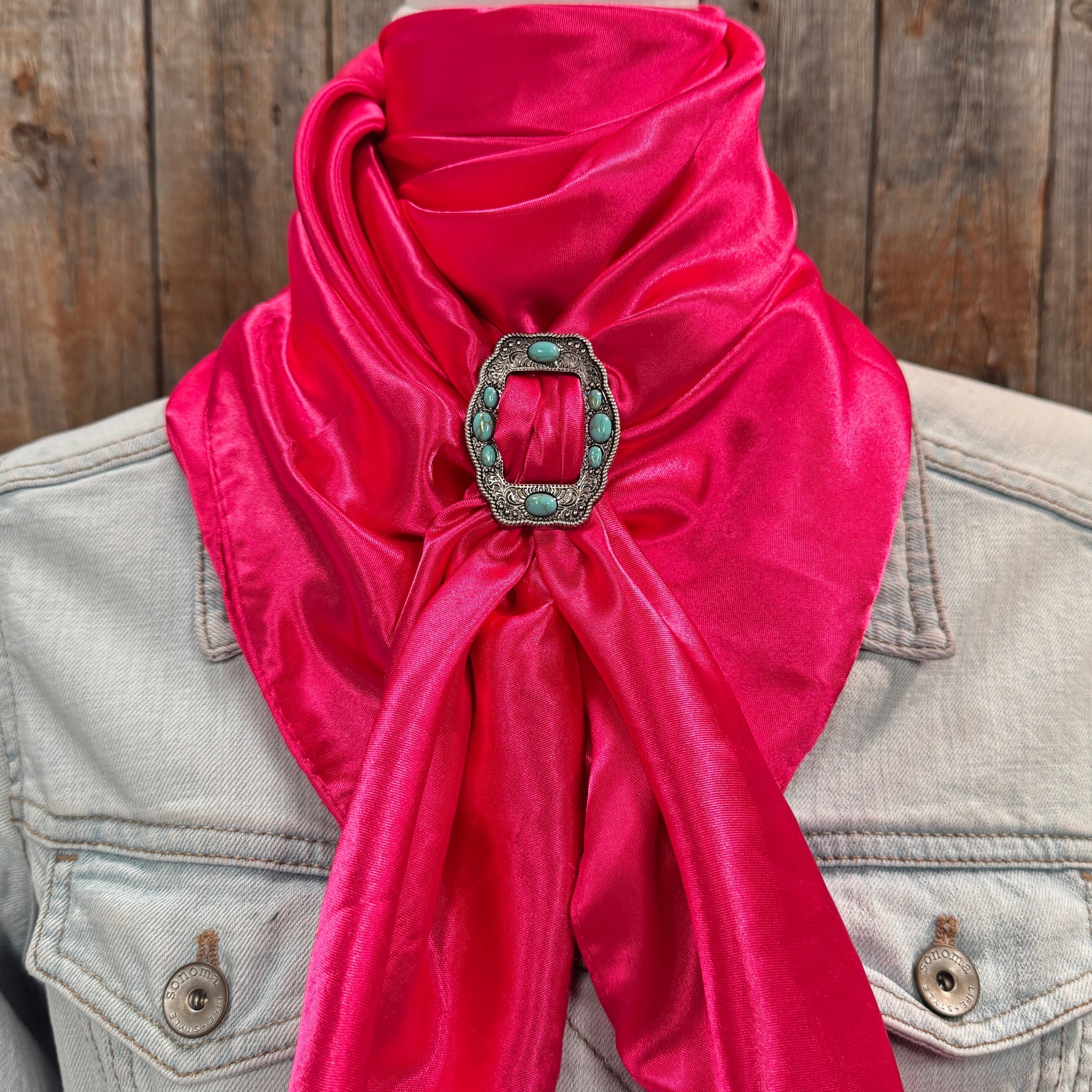 35X35" Solid Hot Pink Wild Rag / Scarf WRS25 - Buckle Wild Rag Slides - Assorted
