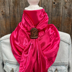 35X35" Solid Hot Pink Wild Rag / Scarf WRS25 - Tooled Leather Wild Rag Slides - Assorted