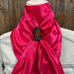 35X35" Solid Hot Pink Wild Rag / Scarf WRS25 - Tooled Leather Wild Rag Slides - Assorted