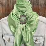 35X35" Solid Lime Wild Rag / Scarf WRS26 - Buckle Wild Rag Slides - Assorted