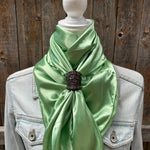 35X35" Solid Lime Wild Rag / Scarf WRS26 - Tooled Leather Wild Rag Slides - Assorted