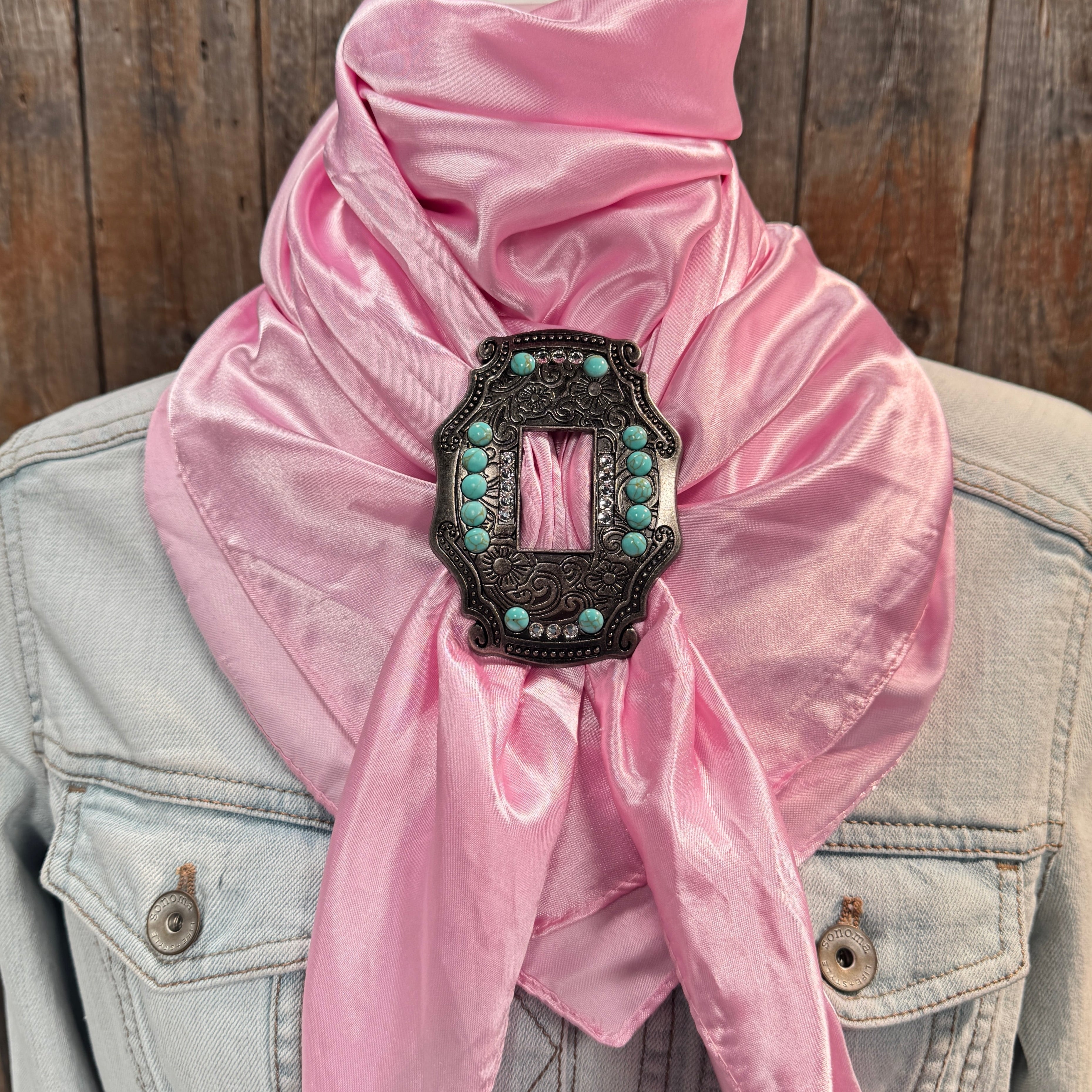 35X35" Solid Pink Wild Rag / Scarf WRS27 - Buckle Wild Rag Slides - Assorted