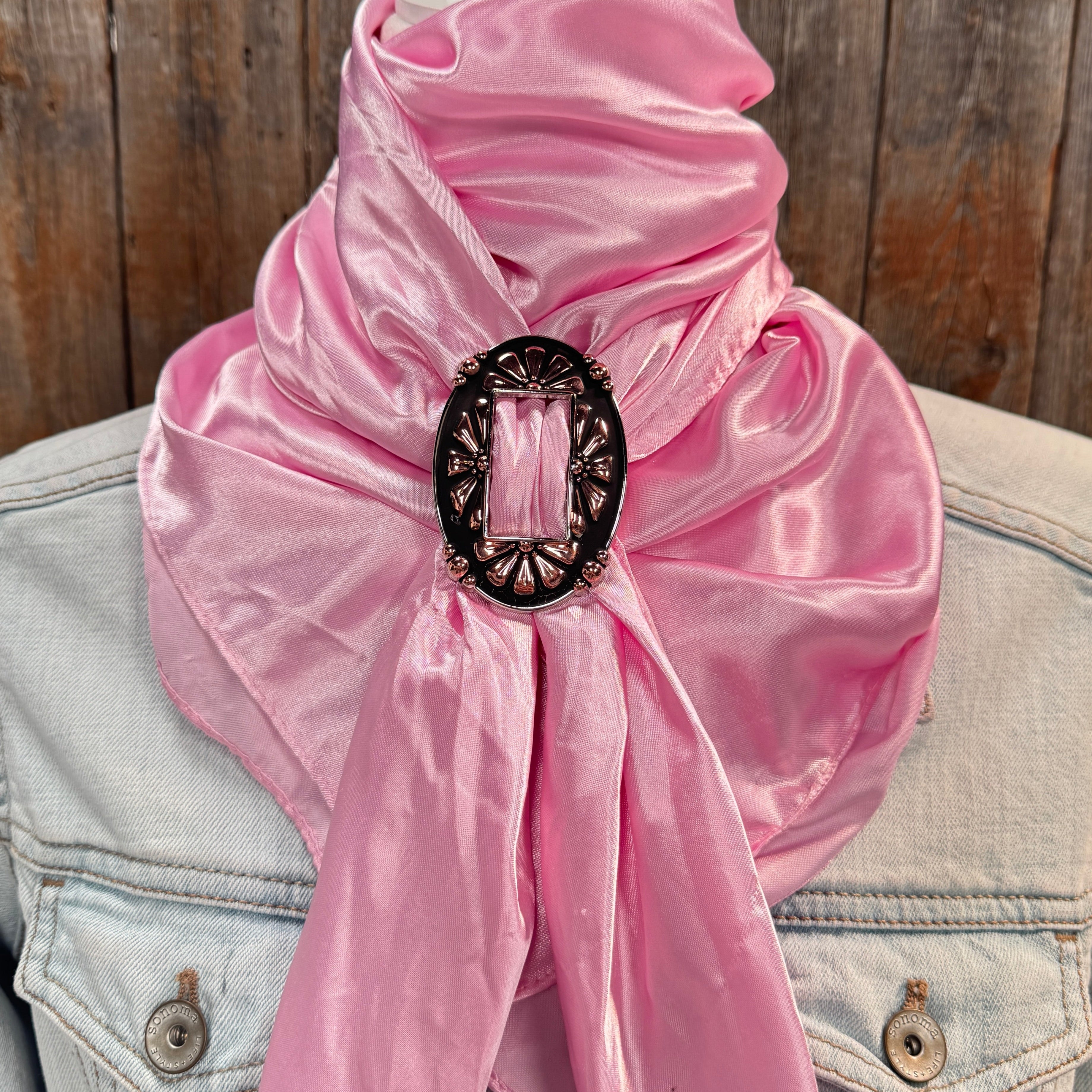 35X35" Solid Pink Wild Rag / Scarf WRS27 - Buckle Wild Rag Slides - Assorted