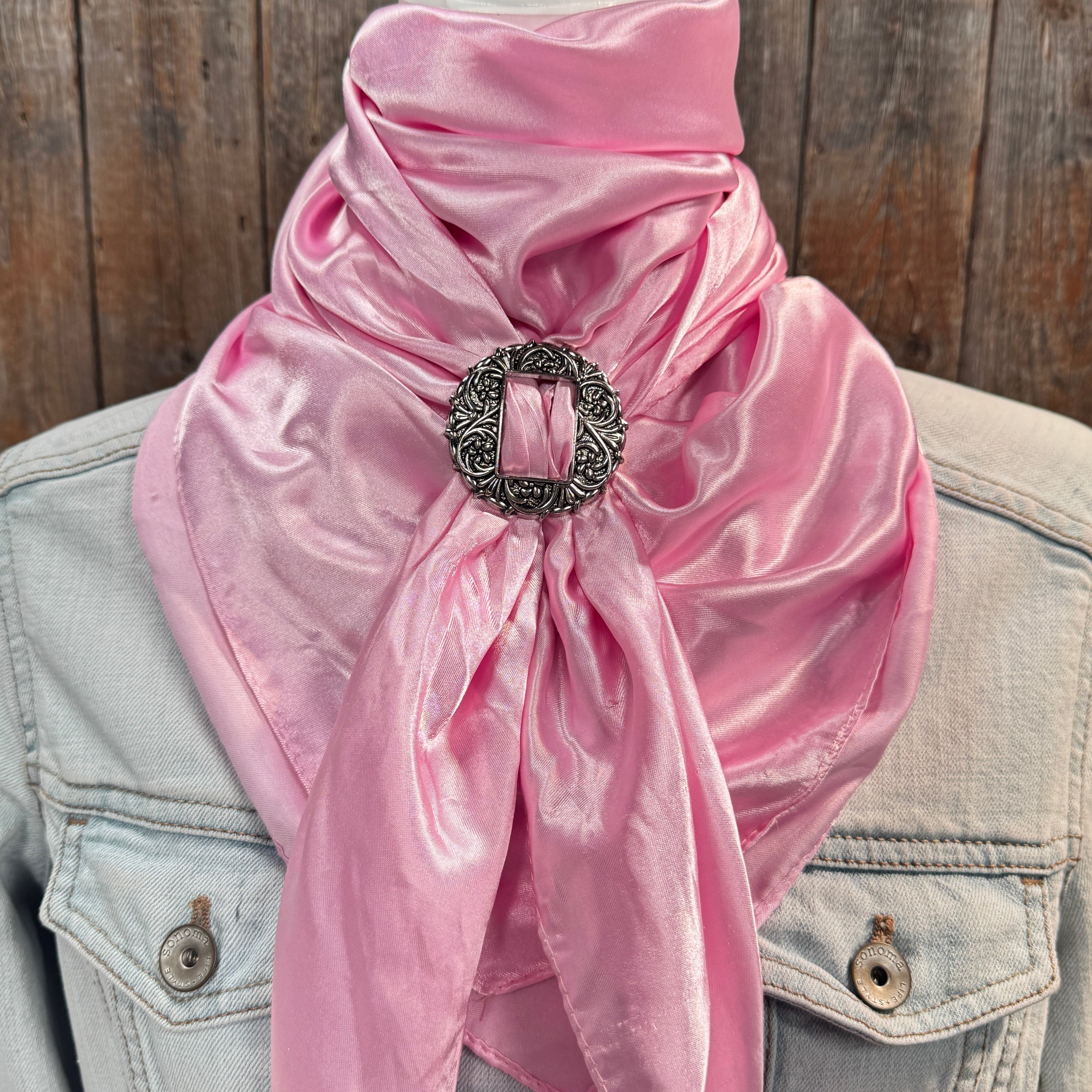 35X35" Solid Pink Wild Rag / Scarf WRS27 - Buckle Wild Rag Slides - Assorted