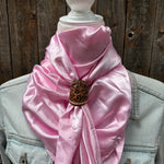 35X35" Solid Pink Wild Rag / Scarf WRS27 - Tooled Leather Wild Rag Slides - Assorted