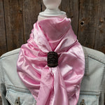 35X35" Solid Pink Wild Rag / Scarf WRS27 - Tooled Leather Wild Rag Slides - Assorted