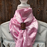 35X35" Solid Pink Wild Rag / Scarf WRS27 - Tooled Leather Wild Rag Slides - Assorted