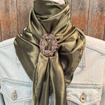 35X35" Solid Olive Wild Rag / Scarf WRS28 - Buckle Wild Rag Slides - Assorted