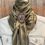 35X35" Solid Olive Wild Rag / Scarf WRS28 - Buckle Wild Rag Slides - Assorted