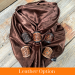 35X35" Solid Brown Wild Rag / Scarf WRS2 - Tooled Leather Wild Rag Slides - Assorted