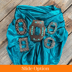 35X35" Solid Teal Wild Rag / Scarf WRS5 - Buckle Wild Rag Slides - Assorted