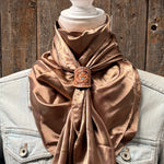 35X35" Solid Tan Wild Rag / Scarf WRS7 - Tooled Leather Wild Rag Slides - Assorted