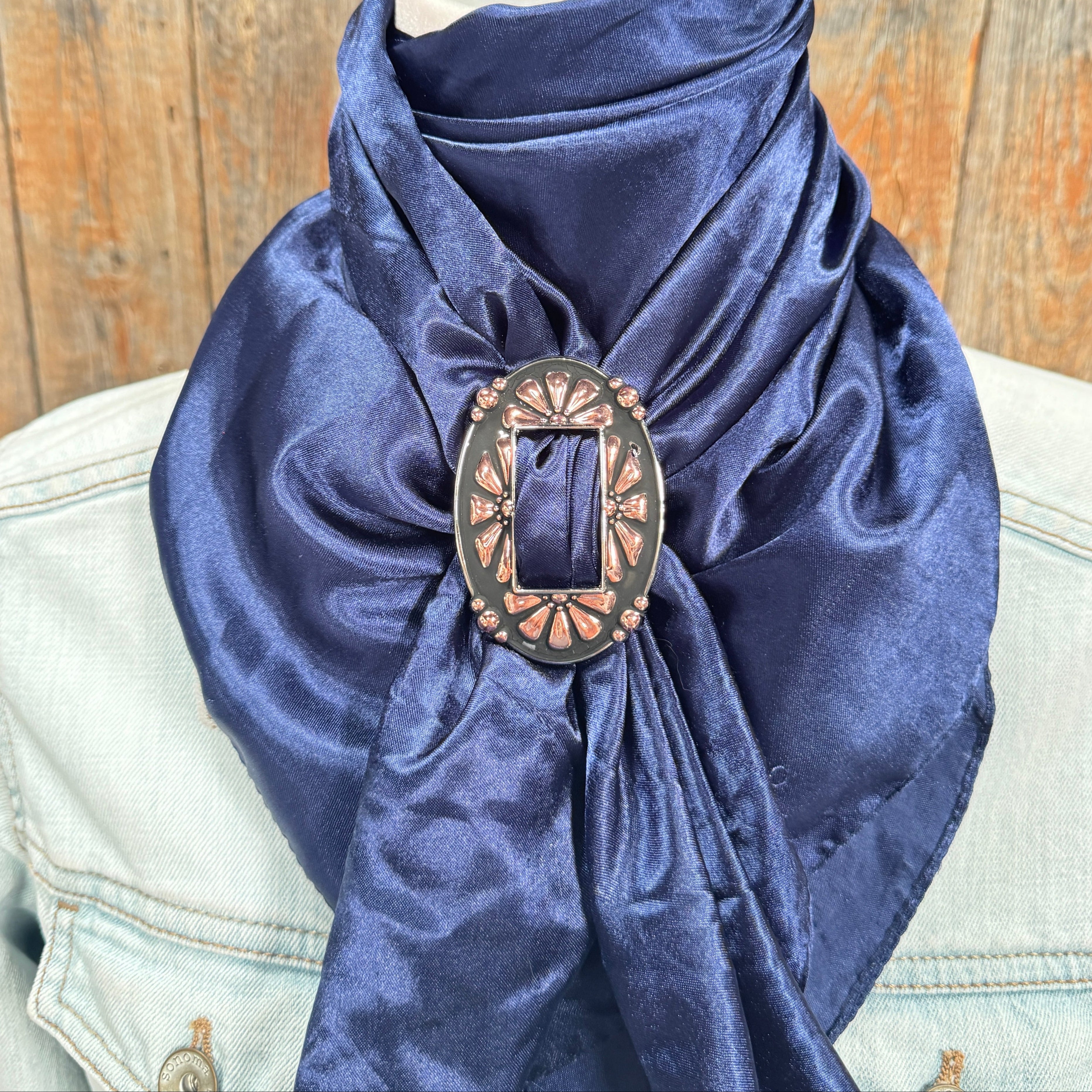 35X35" Solid Dark Blue Wild Rag / Scarf WRS9 - Buckle Wild Rag Slides - Assorted