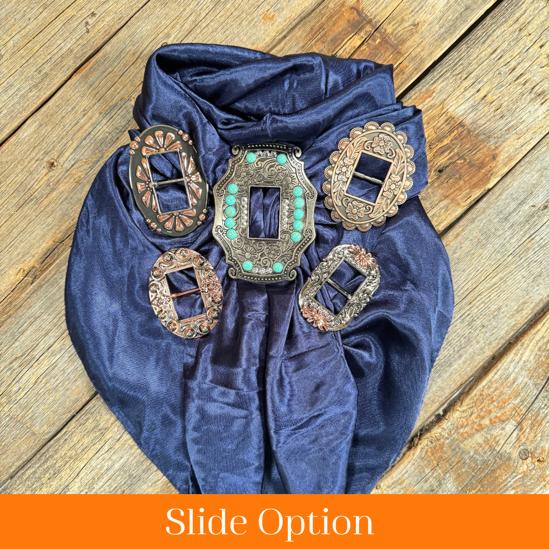 35X35" Solid Dark Blue Wild Rag / Scarf WRS9 - Buckle Wild Rag Slides - Assorted