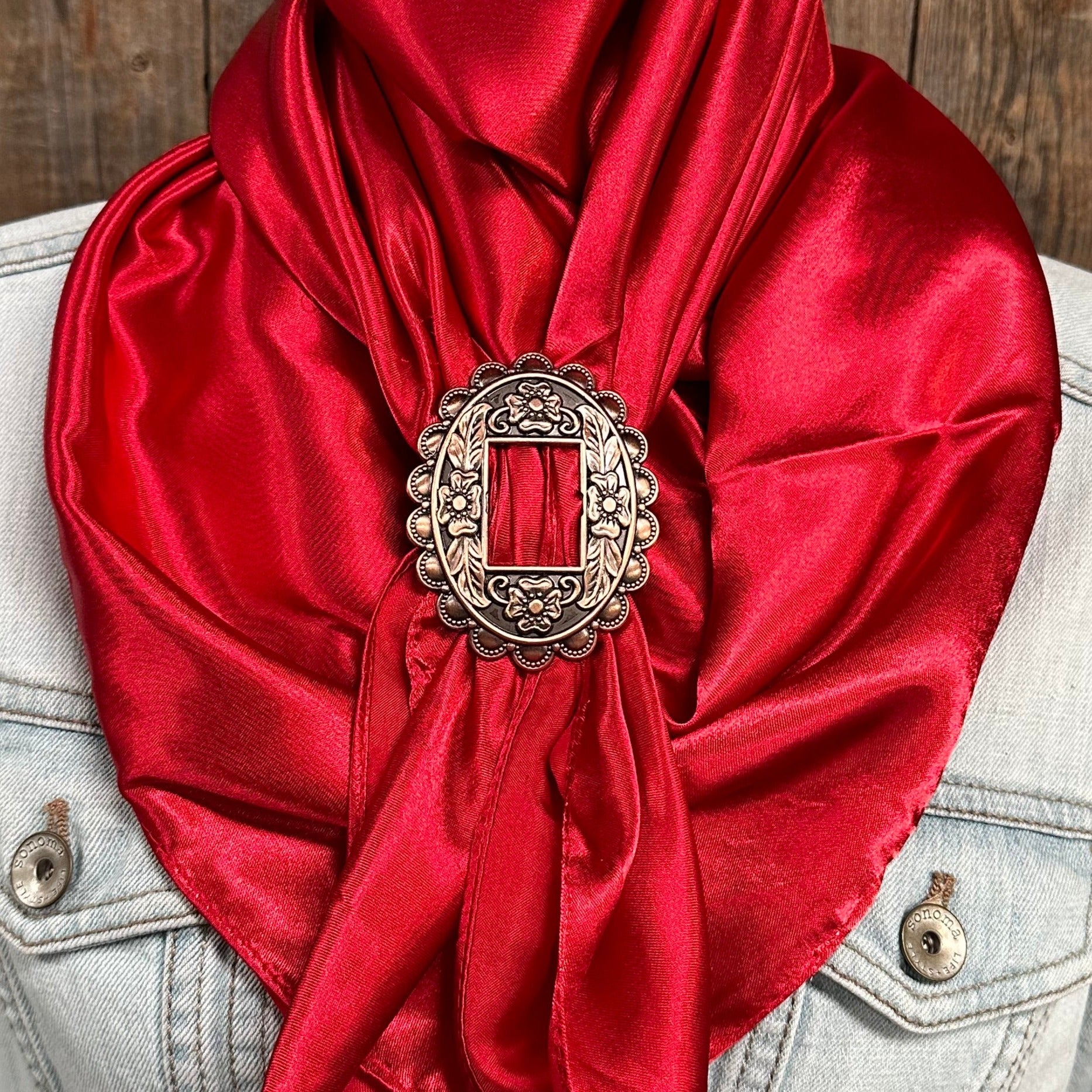 35X35" Solid Electric Red Wild Rag / Scarf WRS10 - Buckle Wild Rag Slides - Assorted