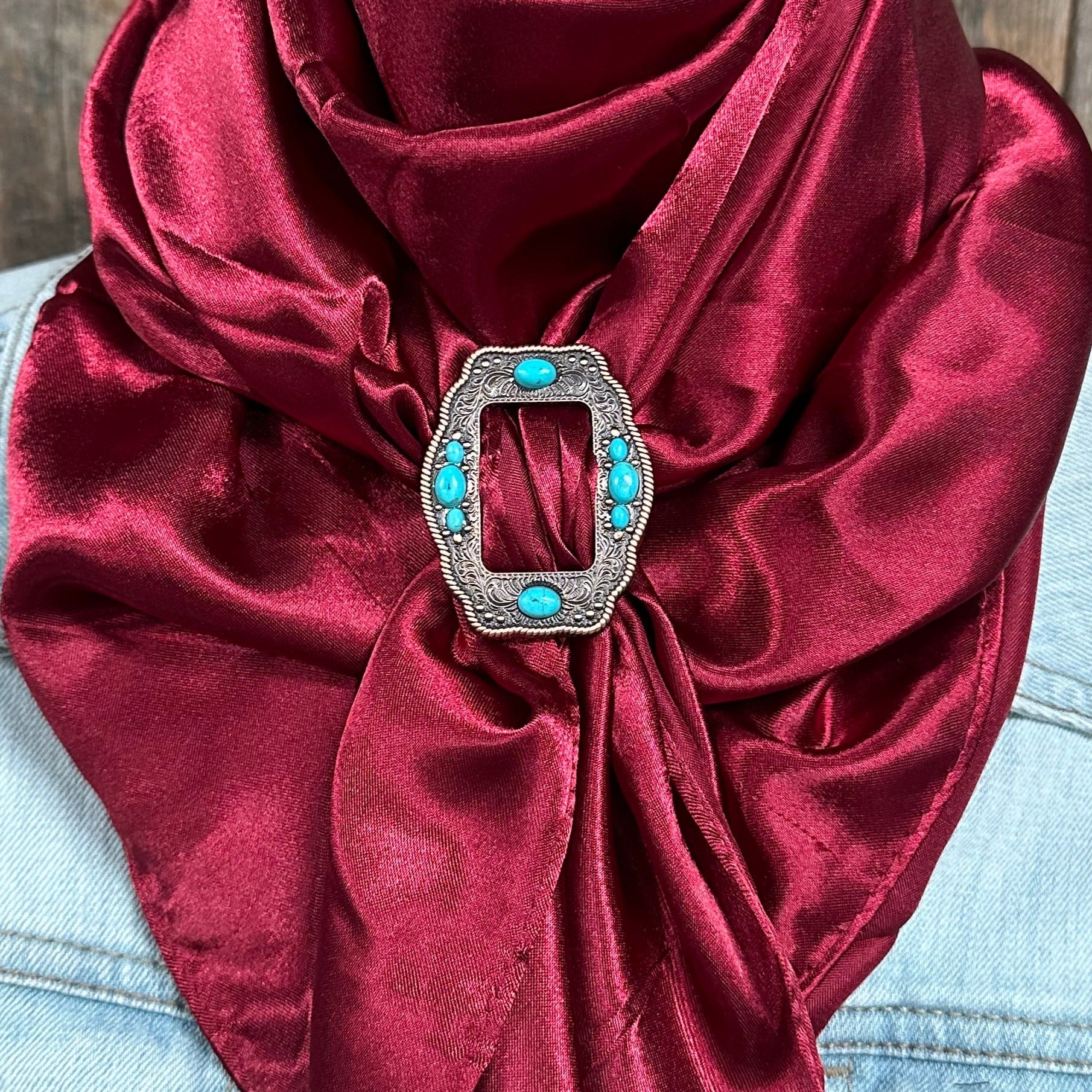 35X35" Solid Burgundy Wild Rag / Scarf WRS14 - Buckle Wild Rag Slides - Assorted