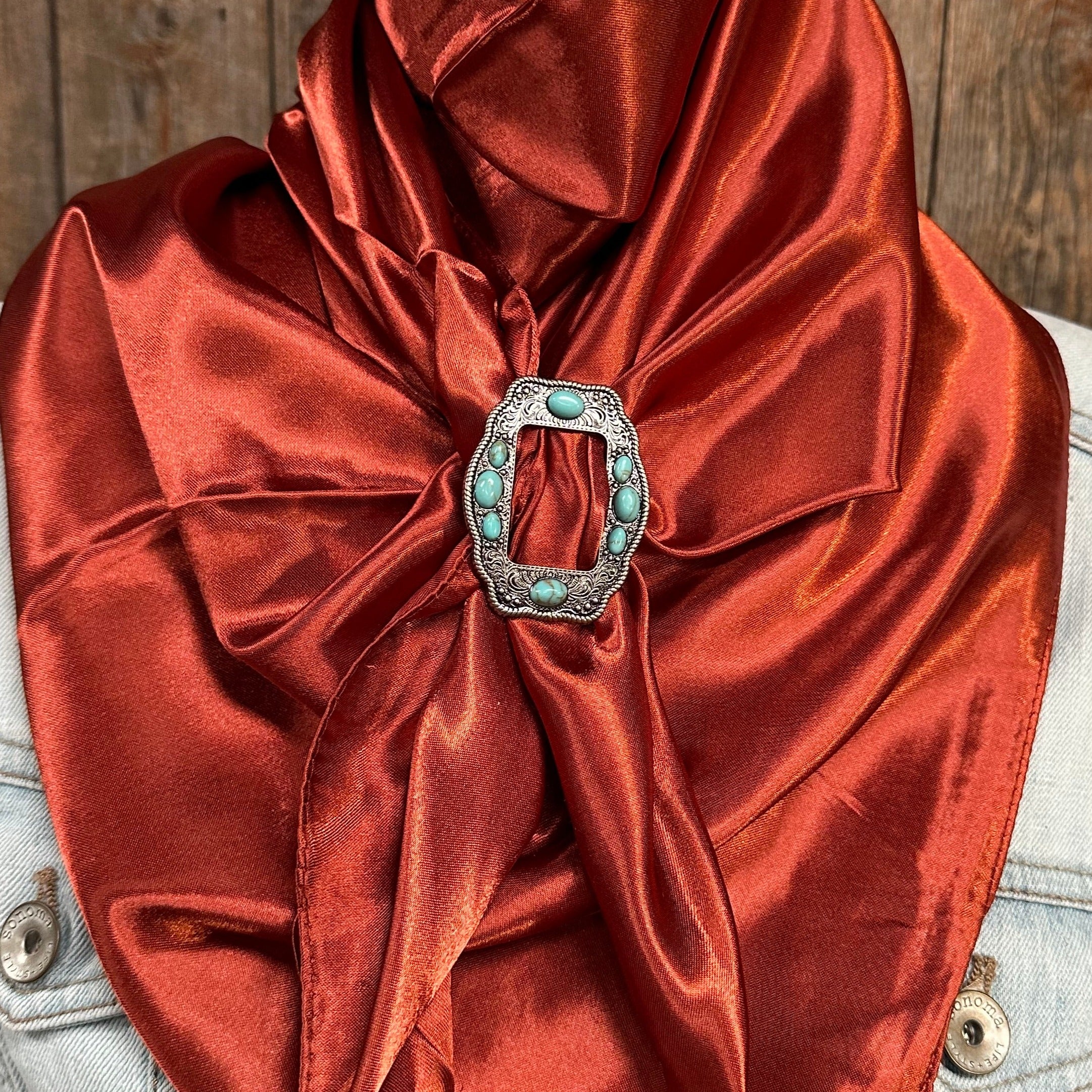 35X35" Solid Rust Wild Rag / Scarf WRS16 - Buckle Wild Rag Slides - Assorted