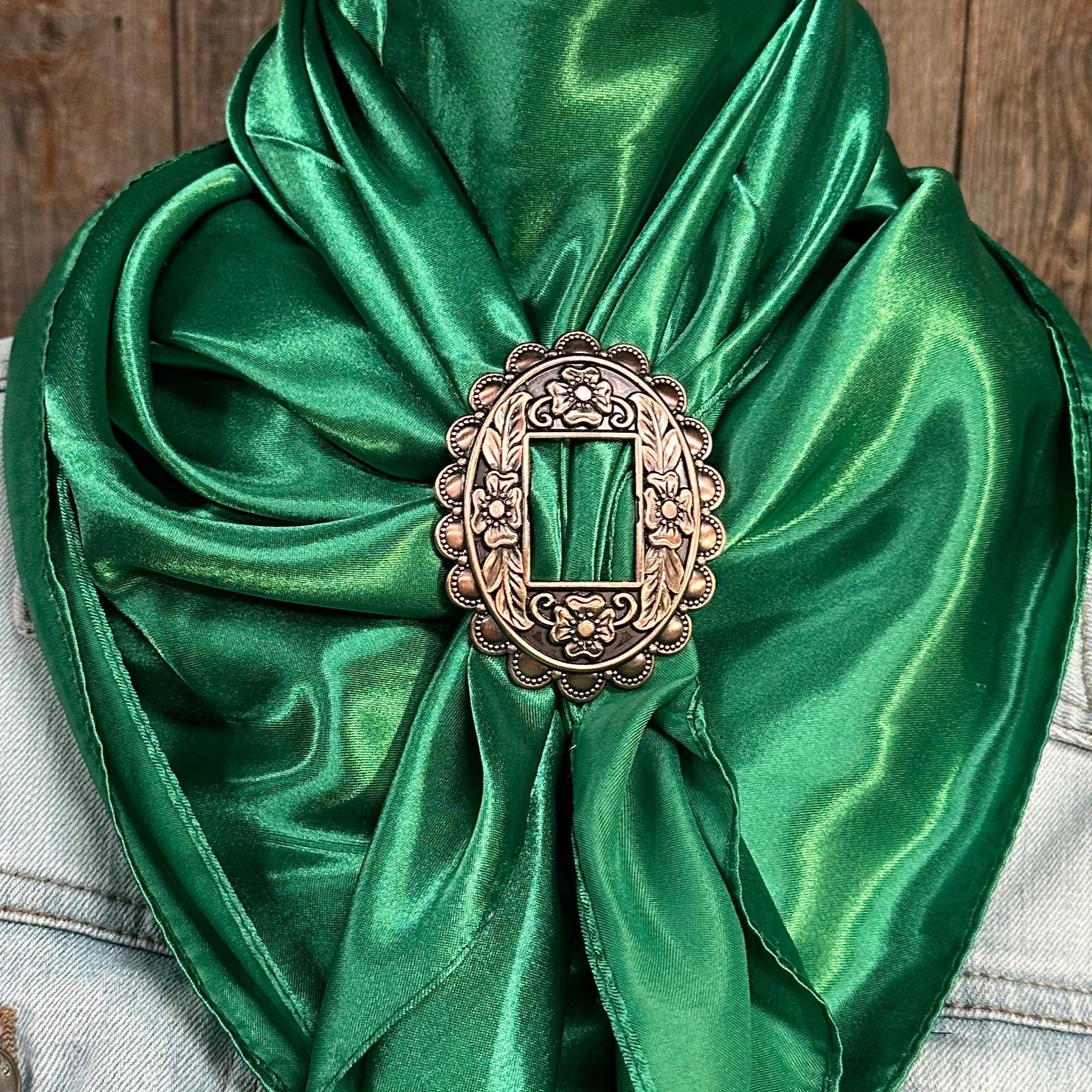 35X35" Solid Green Wild Rag / Scarf WRS18 - Buckle Wild Rag Slides - Assorted