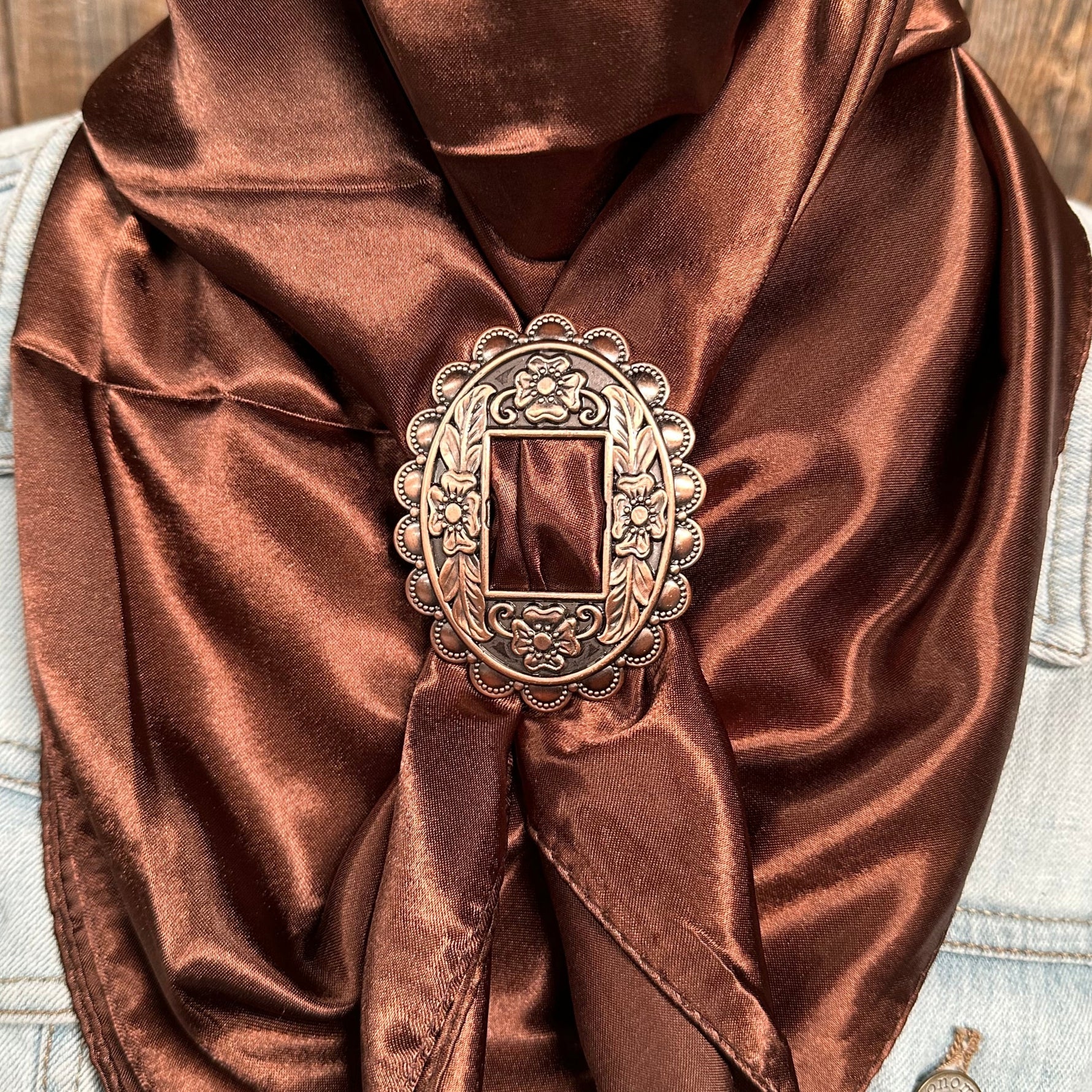 35X35" Solid Brown Wild Rag / Scarf WRS2 - Buckle Wild Rag Slides - Assorted