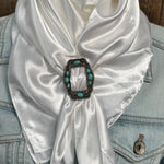 35X35" Solid White Wild Rag / Scarf WRS3 - Buckle Wild Rag Slides - Assorted