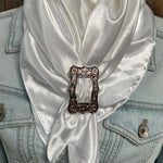 35X35" Solid White Wild Rag / Scarf WRS3 - Buckle Wild Rag Slides - Assorted