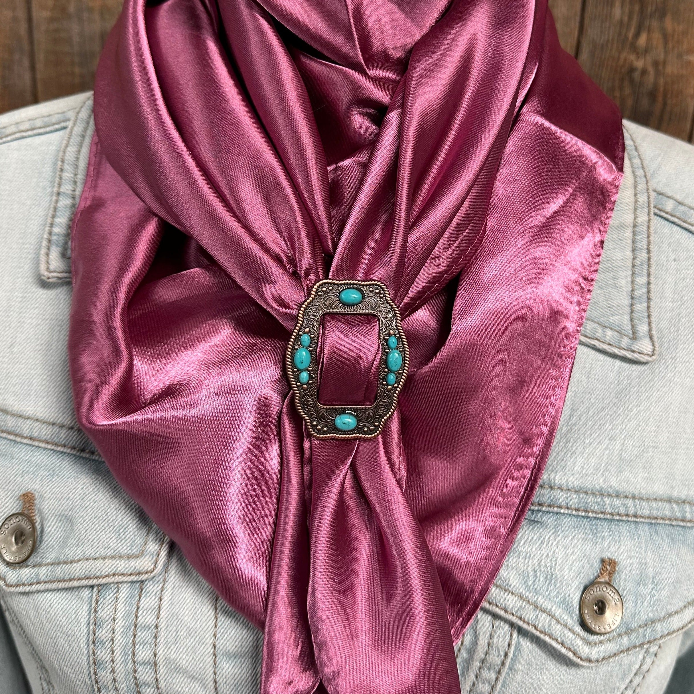 35X35" Solid Rose Wild Rag / Scarf WRS6 - Buckle Wild Rag Slides - Assorted