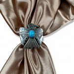Antique Silver Turquoise Thunderbird Concho W181