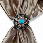Copper Turquoise Sunflower Western Concho W188