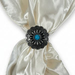 Antique Silver Turquoise Western Concho W203
