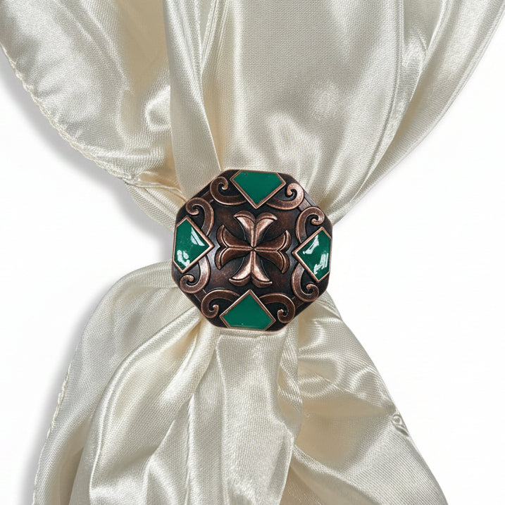 Copper Emerald Green Western Concho W209