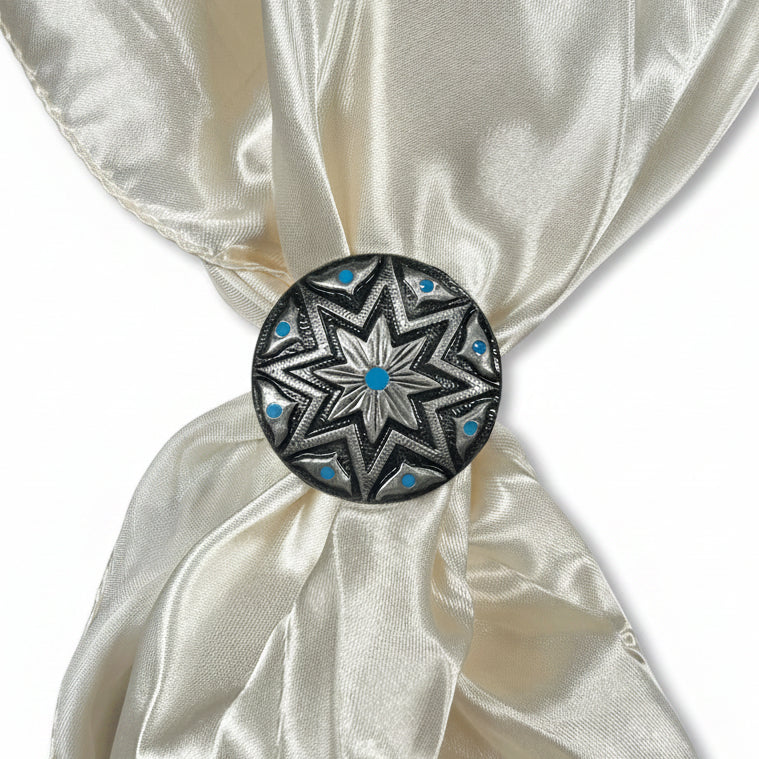Starburst Antique Silver Turquoise Western Concho W214