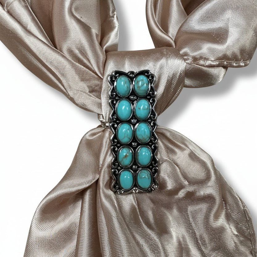 Antique Silver Rectangle Turquoise Concho  W216