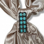 Antique Silver Rectangle Turquoise Concho  W216