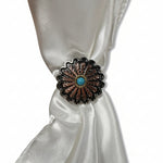 Antique Silver and Copper Floral Western Concho W220