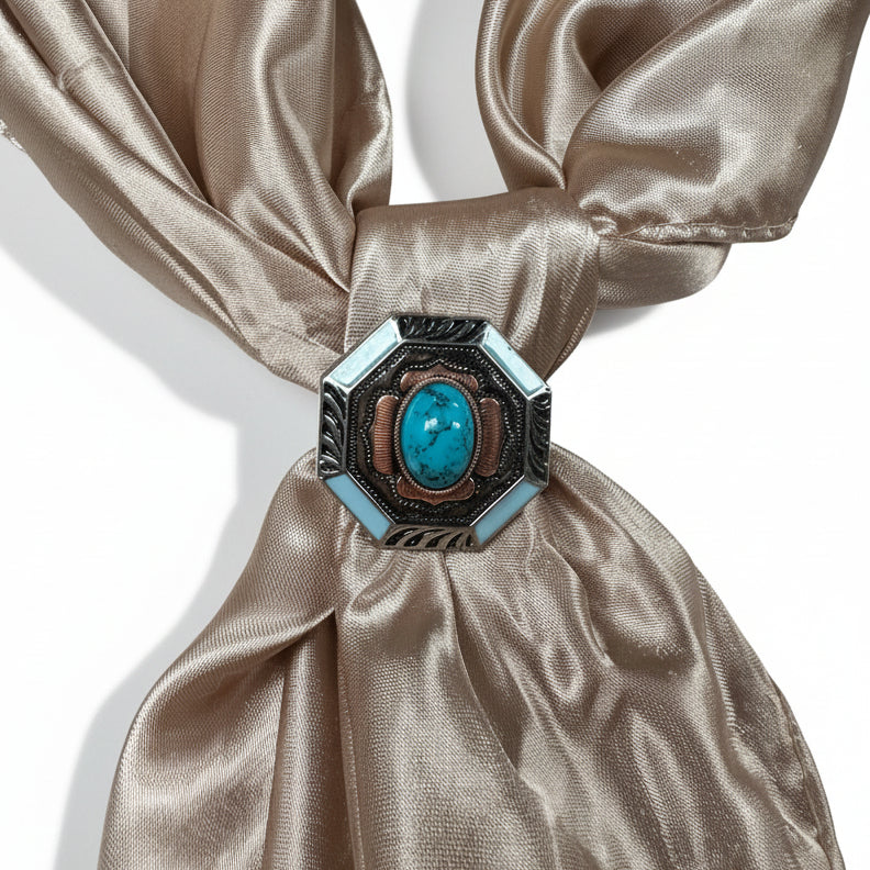 Octagon Turquoise Floral Western Concho W221
