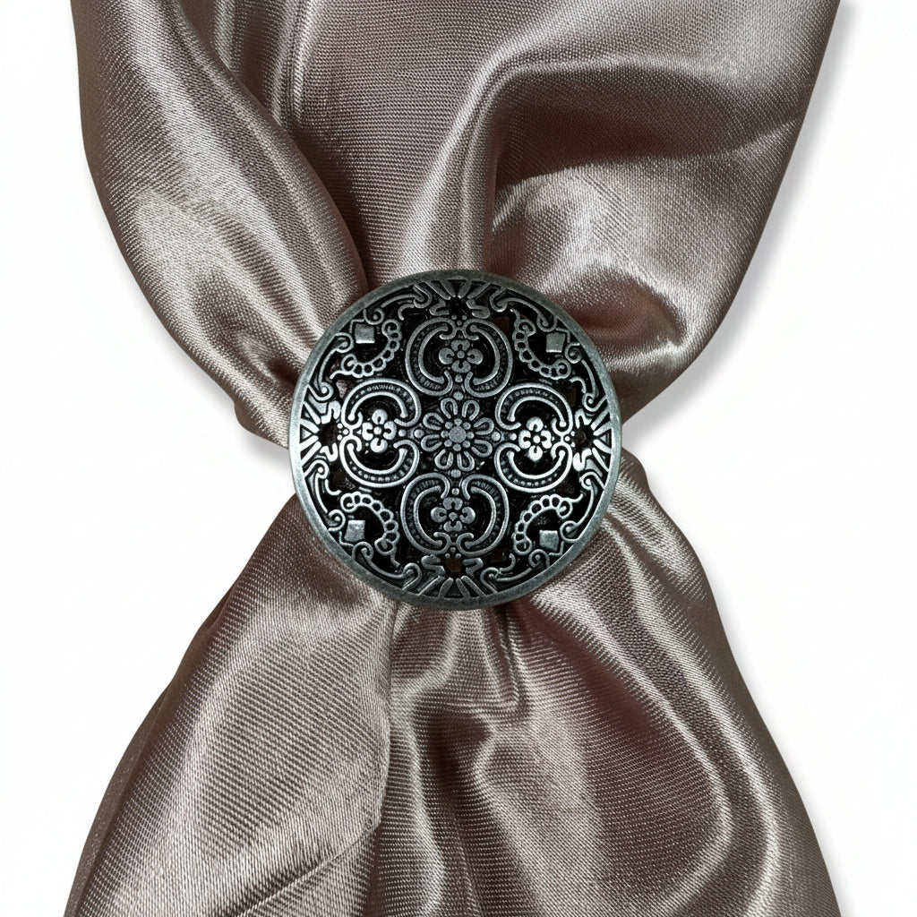 Antique Silver Floral Engraved Western Concho W225