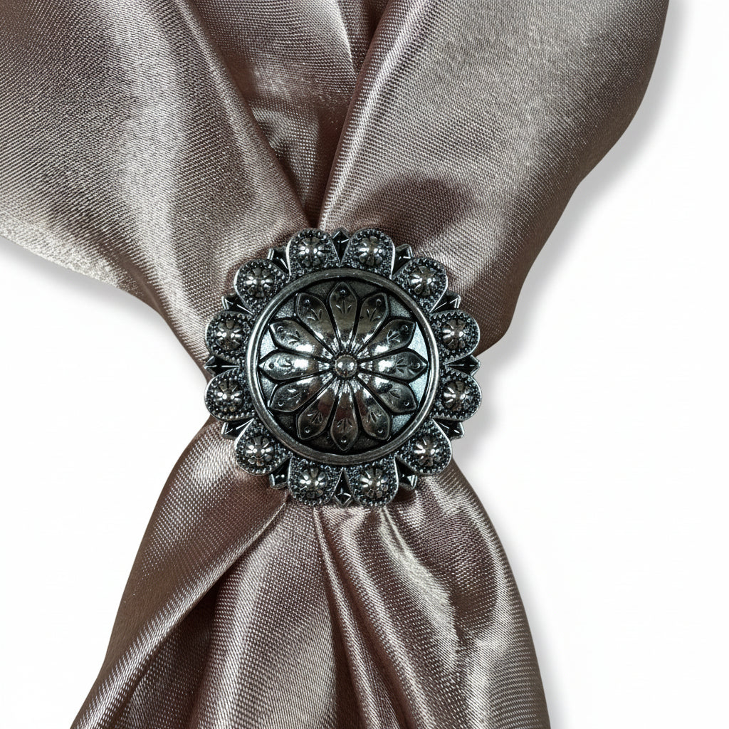 Antique Silver Flower and Berry Western Concho W226