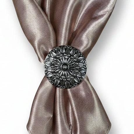Antique Silver Floral Pinwheel Western Concho W227