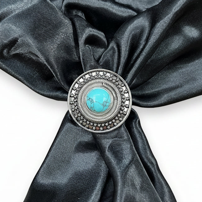 Antique Silver Turquoise Dot Western Concho W232