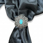 Antique Silver Filigree Floral Turquoise Western Concho W234