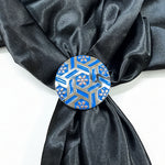 Antique Silver Blue Geometric Western Concho W236